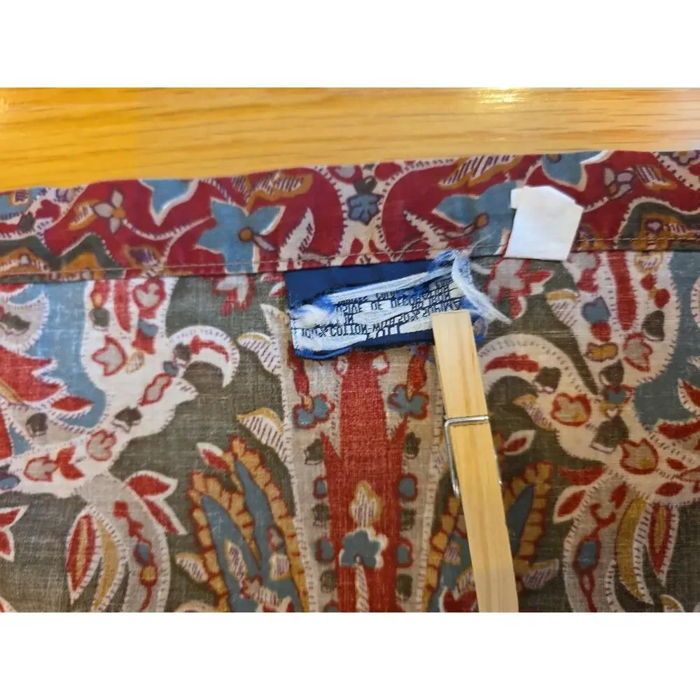 VTG Ralph Lauren Serengetti Red Floral Paisley Flat Sheet Full Cottagecore